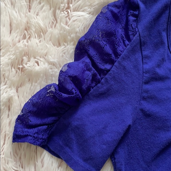 Forever 21 Blue Lace Sleeve Top! - Picture 5 of 5